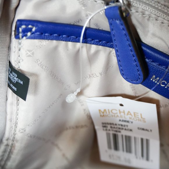 Michael Kors Abbey Medium Backpack Quilted Soft Leather Blue - Picture 10 of 13